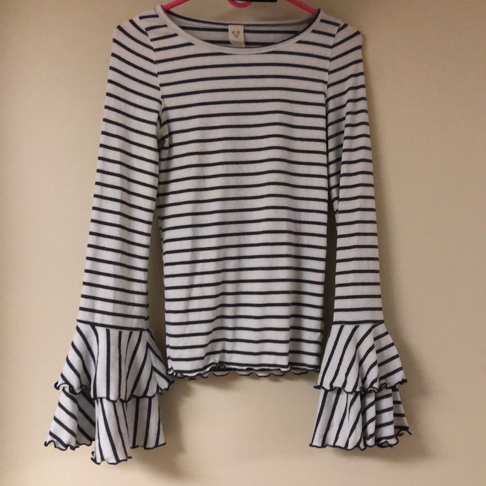 Free People Good Finds Stripe Bell Sleeve Top - Picture 3 of 6